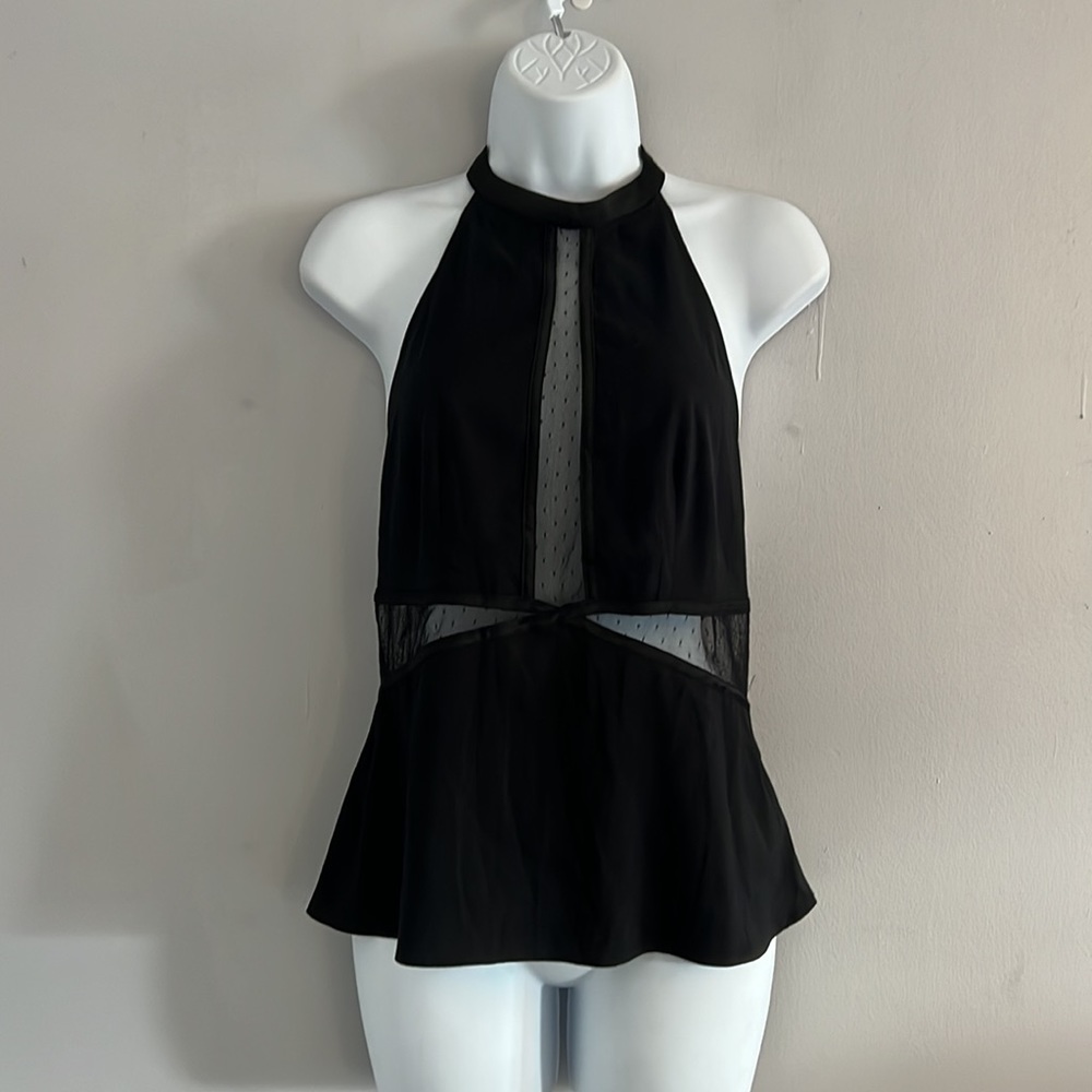 COPY - • EXPRESS black satin and lace top •